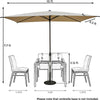 6.5 x 10ft Rectangular Patio Umbrella Outdoor Market Table Umbrella with Push Button TiltBeach Umbrella with Push Button Tilt
