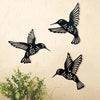 3pc Black Metal Hummingbird Wall Iron Decor Hollow Art Bird Sculpture Ornament Waterproof Hanging Figurines Garden Home