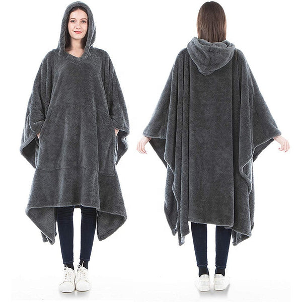 Lightweight oversized pocket wearable blankettv blanket hoodie with sleeves