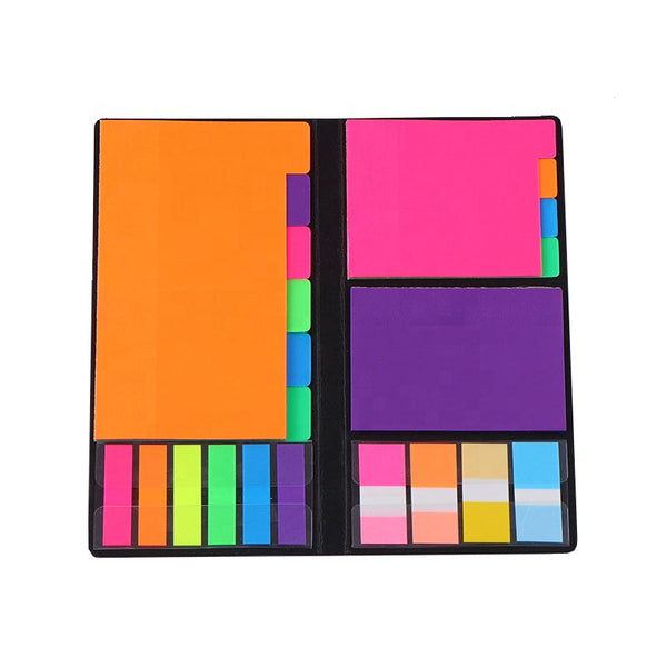 Self-adhesive coloured waterproof memo oem pink plastic bookmark box film cartoon book custom pet semi translucent sticky notes