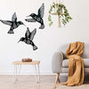 3pc Black Metal Hummingbird Wall Iron Decor Hollow Art Bird Sculpture Ornament Waterproof Hanging Figurines Garden Home