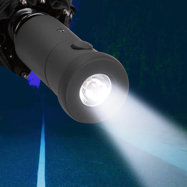 Lightweight Compact Travel Automatic Open Close Torch Handle LED Flashlight Folding Umbrella