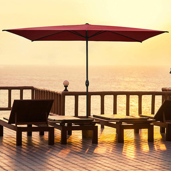 6.5 x 10ft Rectangular Patio Umbrella Outdoor Market Table Umbrella with Push Button TiltBeach Umbrella with Push Button Tilt