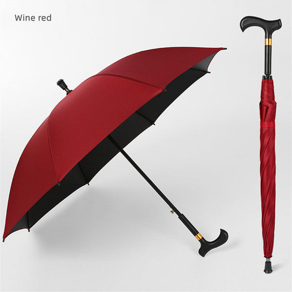 Long Handle Automatic Crutch Umbrella Walking Cane Stick Umbrella