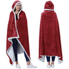 Oversized flannel sherpa hooded blanket wearable fleece blanket with hand pockets