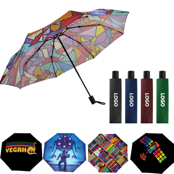 Personalize manual open ladies shade portable sun women foldable 3 fold umbrellas for the rain