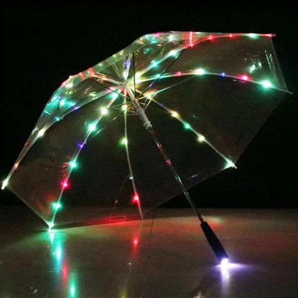 Printed Flashlight LED Lighting Bubble Dome Oversized Transparent Custom Clear Umbrella