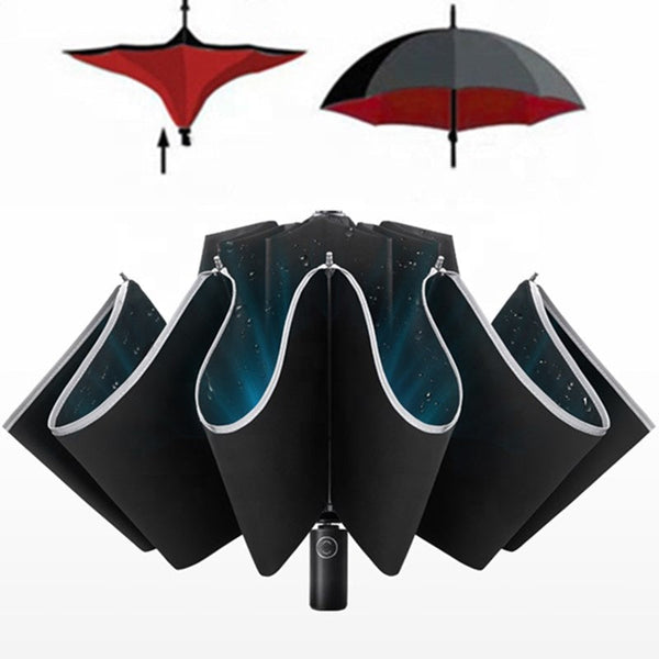 Fully Automatic Reverse Umbrella Led Luminous Windproof Folding Business Umbrella