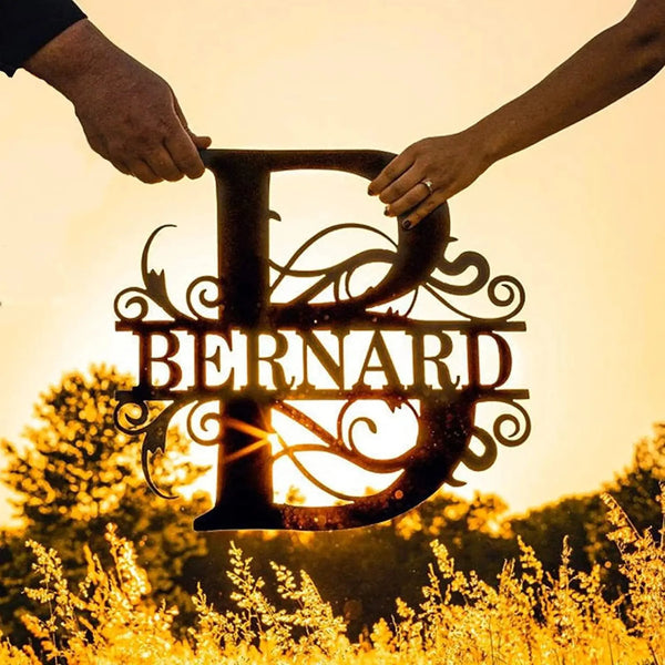 Personalized Name Metal Iron Monogram Sign Custom Outdoor Hanging Family Name Sign Garden Door Sign Wedding Party Wall Iron Decor