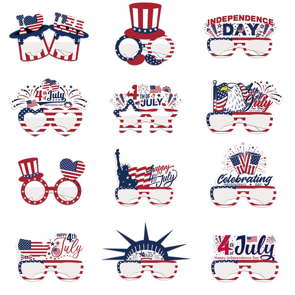 American Independence Day Glasses Happy Cheer USA 4th Of July Party DIY US National Day Photo Props Paper Glasses
