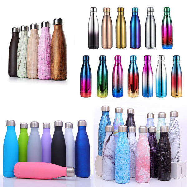 500mlVacuum Insulated Travel Water Bottle Leak-Proof Double Walled Cola Shape Stainless Steel Water Bottle