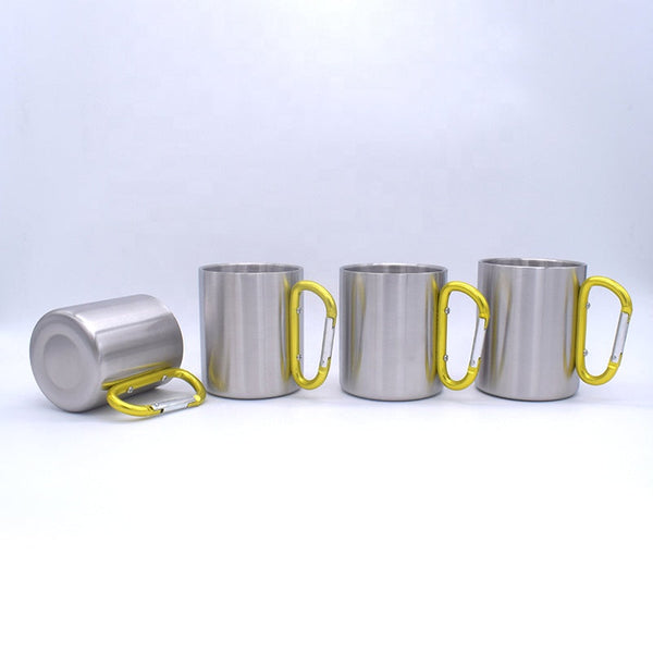 Custom printing camper sublimation handle religious mugs stainless steel cup campfire camping metal carabiner mug