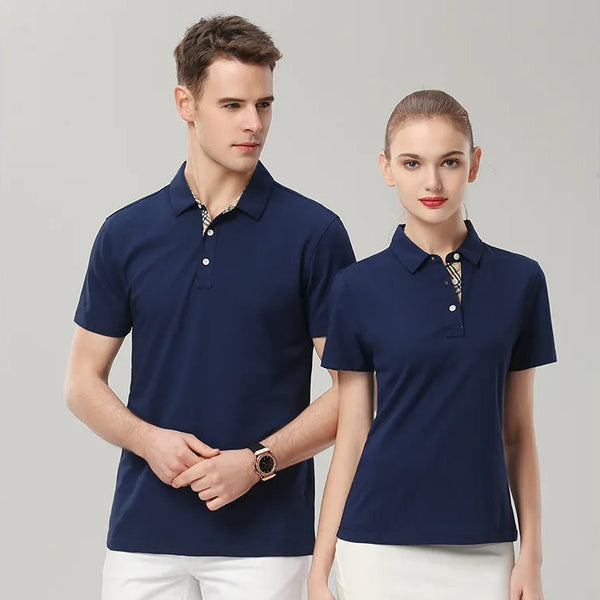 High Quality Plain Casual Golf Custom Logo Plaid Pattern Polo Shirt For Men Woman