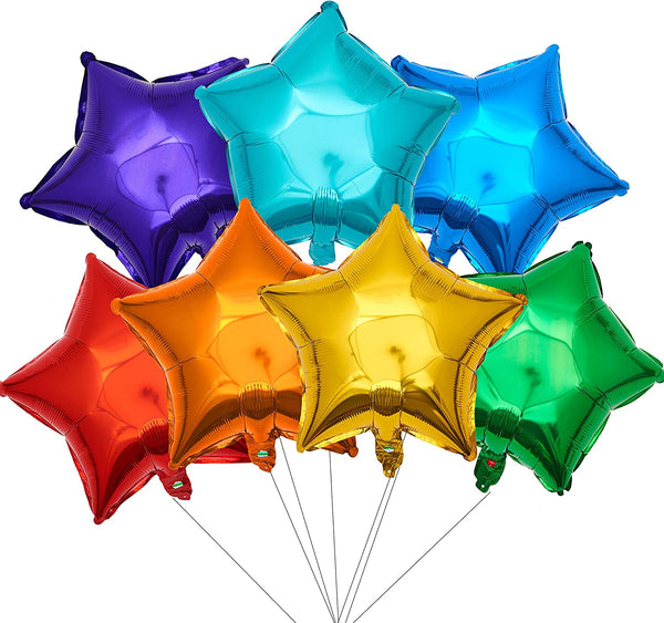 18 Inch Star Foil Balloons, 21pcs Multi Mylar Helium Balloons Rainbow Balloons for Party Decoration