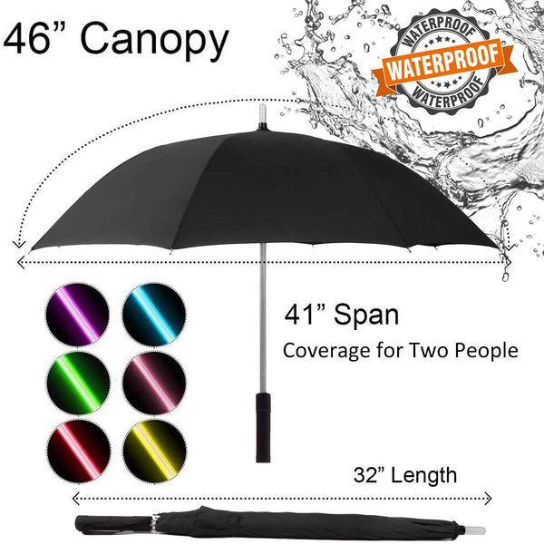Outdoor LED Rain Cover Night LED Flashlight Polyester Rain Umbrellas