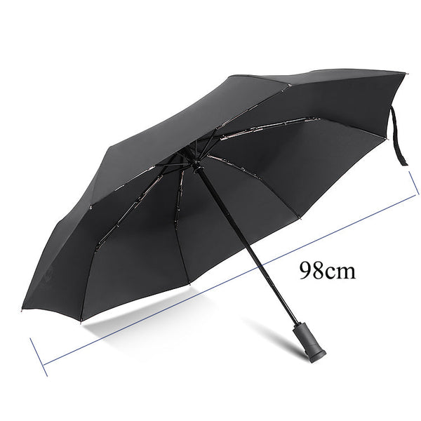 Lightweight Compact Travel Automatic Open Close Torch Handle LED Flashlight Folding Umbrella