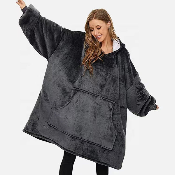 Wholesale wearable oversized sweatshirt blanket sherpa hoodie blanket
