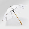 Sturdy wind resistant 23inch custom logo print wood j handle stick straight wooden umbrella