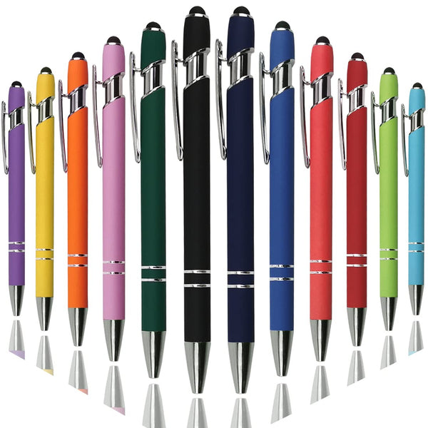 Promotional Metal Aluminum Rod Spraying 2 In1 Press Type Touch Screen Pen Promotion Gift Advertising Custom Ballpoint Pen