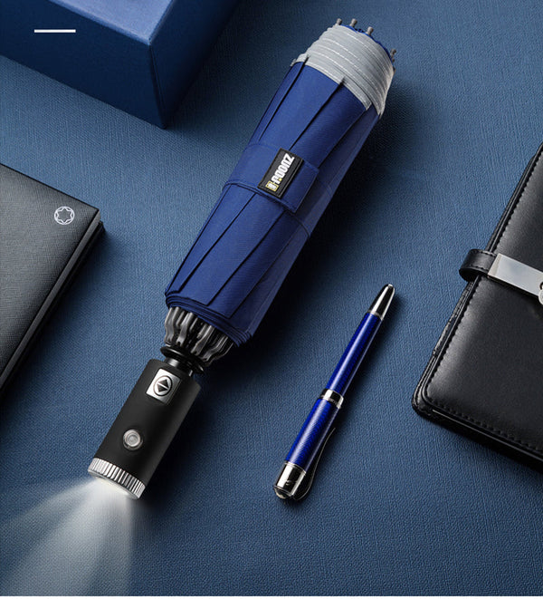 Fully Automatic Reverse Umbrella Led Luminous Windproof Folding Business Umbrella