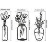Paintings 3pcs Metal Flower Wall Decor Minimalist Vase Wall Art Black Tulip Wire Iron Decor