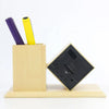 Desk Table Alarm Wooden LED Clock with Pen Holder