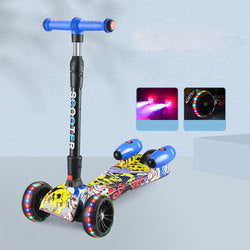 Scooter spray new wholesale 3 wheel Flashing cool Folding children electric kick water spray kids scooter with spray led lights