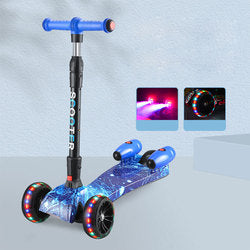 Scooter spray new wholesale 3 wheel Flashing cool Folding children electric kick water spray kids scooter with spray led lights