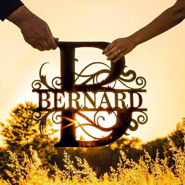 Personalized Name Metal Iron Monogram Sign Custom Outdoor Hanging Family Name Sign Garden Door Sign Wedding Party Wall Iron Decor