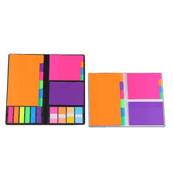 Self-adhesive coloured waterproof memo oem pink plastic bookmark box film cartoon book custom pet semi translucent sticky notes