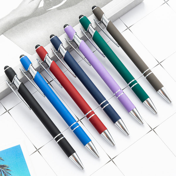 Promotional Metal Aluminum Rod Spraying 2 In1 Press Type Touch Screen Pen Promotion Gift Advertising Custom Ballpoint Pen