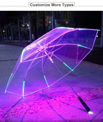 Printed Flashlight LED Lighting Bubble Dome Oversized Transparent Custom Clear Umbrella