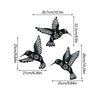 3pc Black Metal Hummingbird Wall Iron Decor Hollow Art Bird Sculpture Ornament Waterproof Hanging Figurines Garden Home