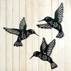 3pc Black Metal Hummingbird Wall Iron Decor Hollow Art Bird Sculpture Ornament Waterproof Hanging Figurines Garden Home