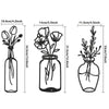 Paintings 3pcs Metal Flower Wall Decor Minimalist Vase Wall Art Black Tulip Wire Iron Decor