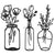 Paintings 3pcs Metal Flower Wall Decor Minimalist Vase Wall Art Black Tulip Wire Iron Decor