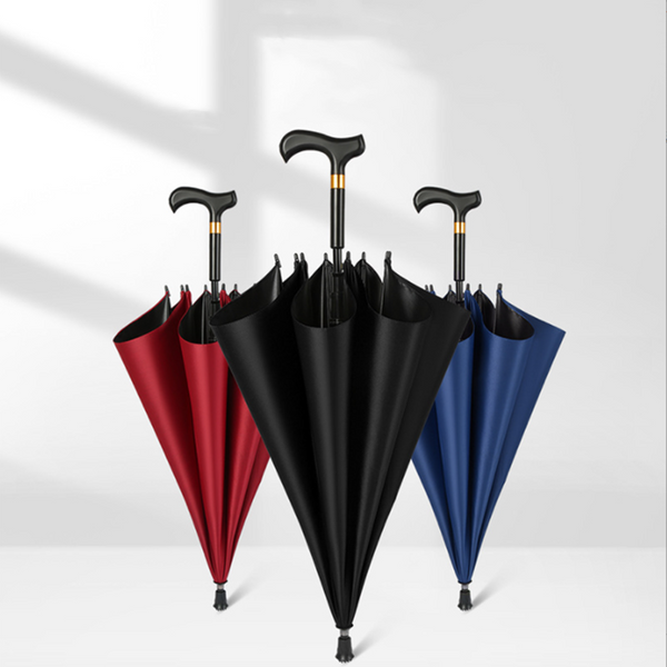 Long Handle Automatic Crutch Umbrella Walking Cane Stick Umbrella