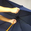 Sturdy wind resistant 23inch custom logo print wood j handle stick straight wooden umbrella