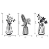 Decorative Figurines 3 Pcs Metal Flower Wall Iron Decor Vase Art Black Wire Floral Sculpture For Living Room