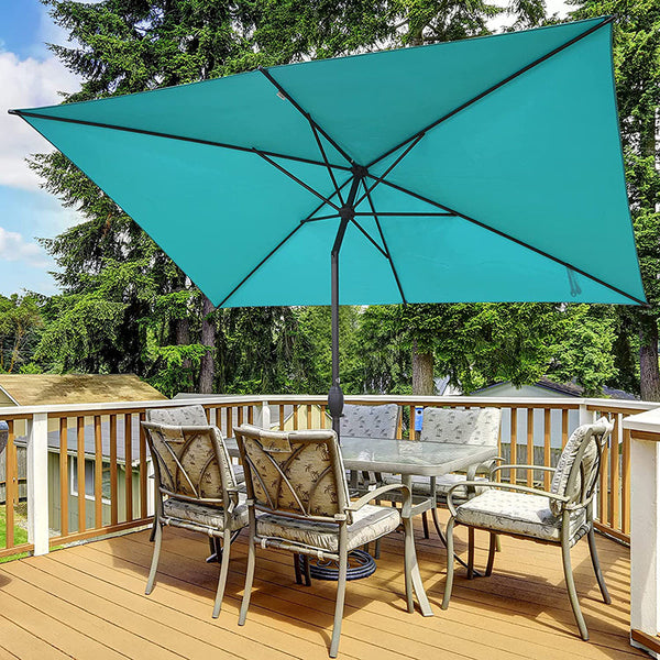6.5 x 10ft Rectangular Patio Umbrella Outdoor Market Table Umbrella with Push Button TiltBeach Umbrella with Push Button Tilt