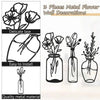 Paintings 3pcs Metal Flower Wall Decor Minimalist Vase Wall Art Black Tulip Wire Iron Decor