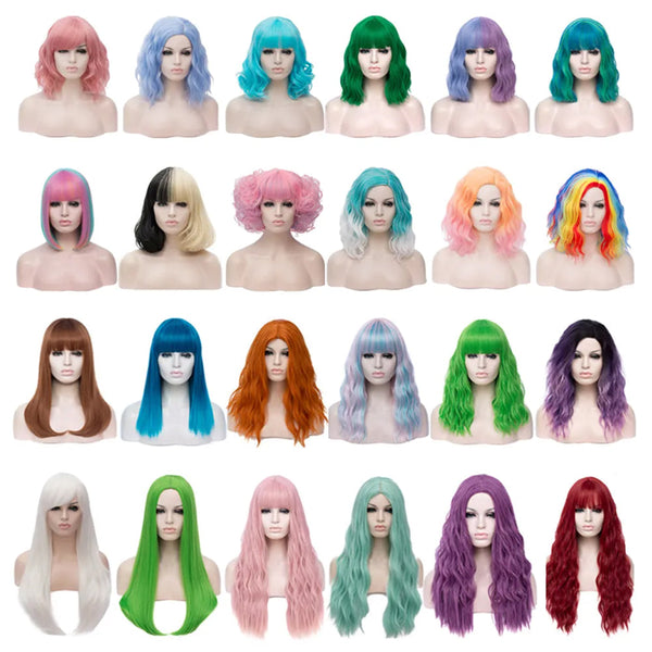 Heat Resistant Green Fiber Wigs Green Synthetic Long Curly Wavy Cosplay Party Wig for St Patricks Costume
