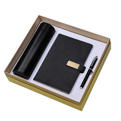 Promotional business branded items custom stainless steel vacuum flask notebook smart flask customer gift set