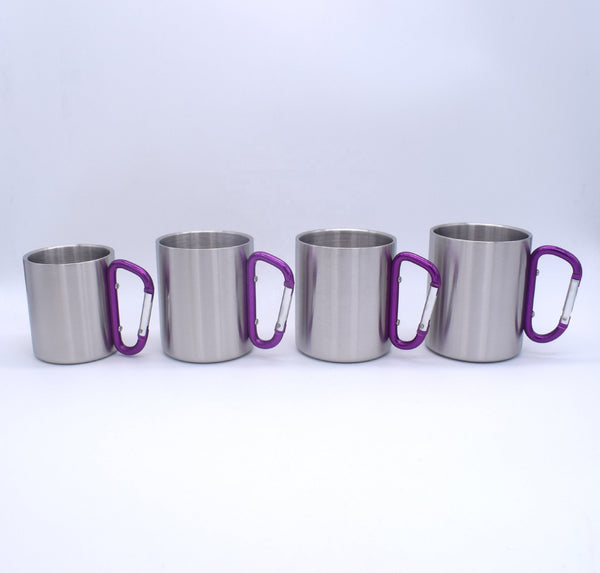 Custom printing camper sublimation handle religious mugs stainless steel cup campfire camping metal carabiner mug