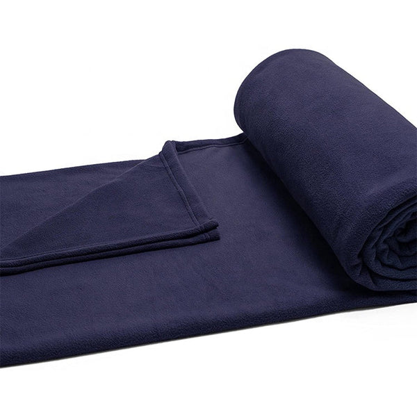 Solid navy blue custom polar fleece blanket throw travel blanket for gift