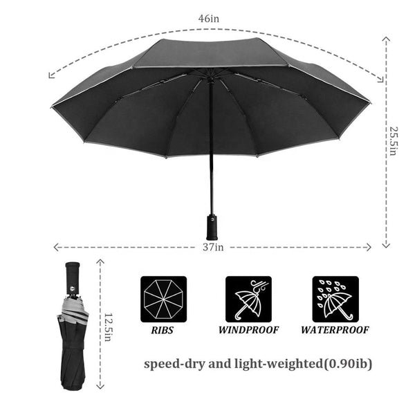 Market Umbrella Lightweight Compact TravelAutomatic Open Close Folding Umbrella with 180 Rotating LED Flashlight