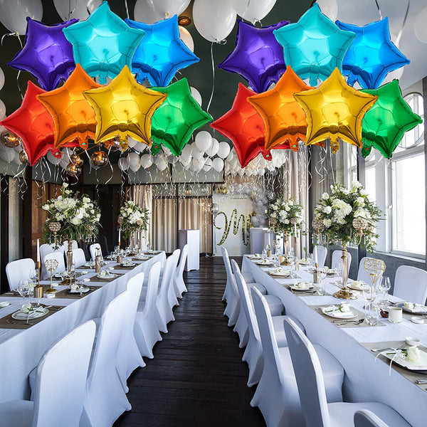 18 Inch Star Foil Balloons, 21pcs Multi Mylar Helium Balloons Rainbow Balloons for Party Decoration