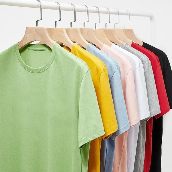 High Quality Stock Pure Color 100 % Cotton Men T Shirts Summer Round Neck Custom Shirts Clothes