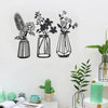 Decorative Figurines 3 Pcs Metal Flower Wall Iron Decor Vase Art Black Wire Floral Sculpture For Living Room