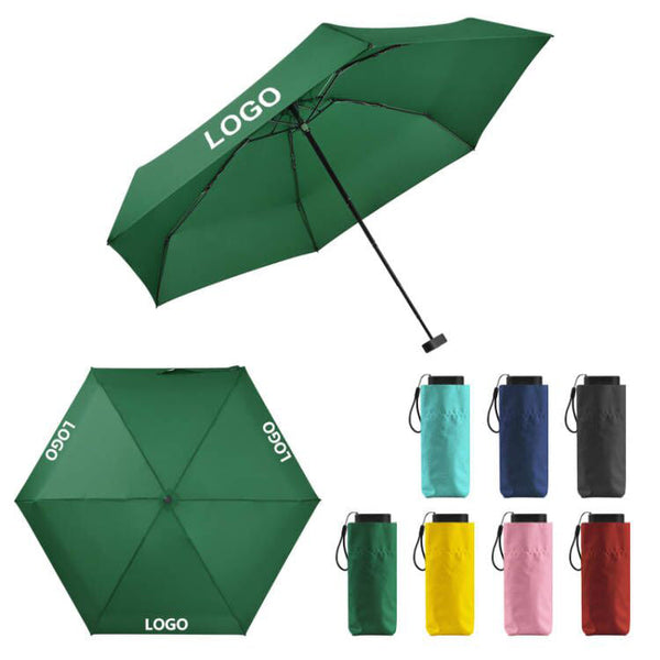 Light weight custom logo sun 5 folding small pocket size capsule mini umbrella